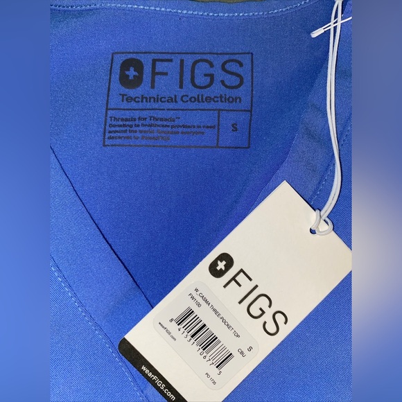 FIGS Casma Scrub Top Womens Size Small Blue 3 Pocket Uniform Medical Dental - Picture 5 of 8